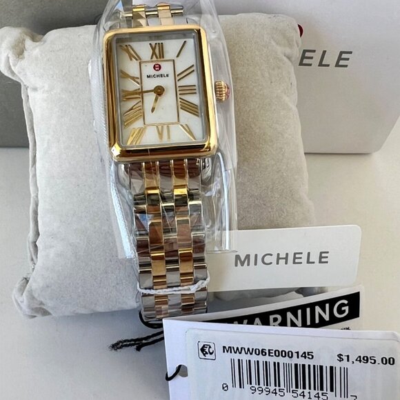 MICHELE Deco Two Tone Park Mother Of Pearl Women Watch MWW06E000145 - Picture 8 of 10